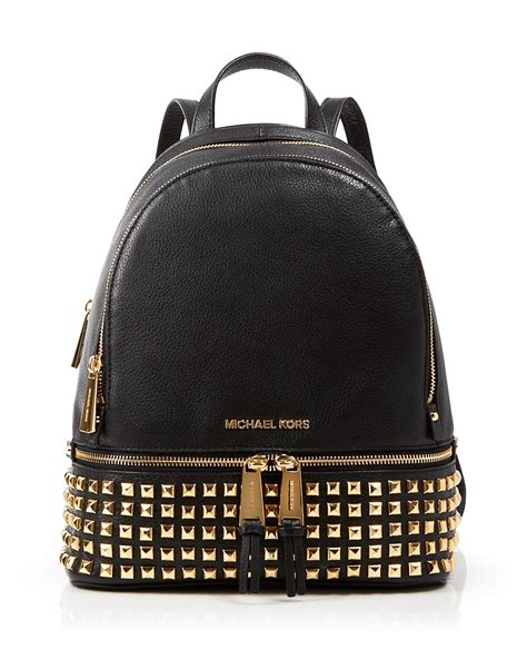 michael michael kors rhea zip small studded backpack|michael kors mini leather backpack.